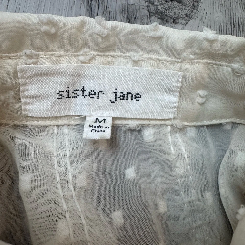 ASOS Sister Jane Blouse Ruffled Ballon Long Sleeve Ivory Button Top Shirt M